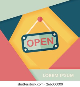 shopping store sign flat icon with long shadow,eps10