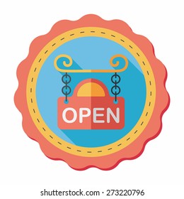 shopping store sign flat icon with long shadow,eps10