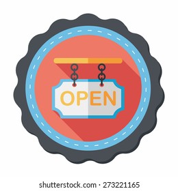 shopping store sign flat icon with long shadow,eps10