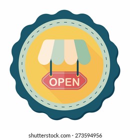 shopping store sign flat icon with long shadow,eps10