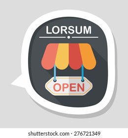shopping store sign flat icon with long shadow,eps10