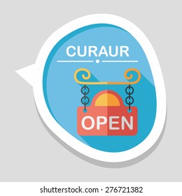 shopping store sign flat icon with long shadow,eps10
