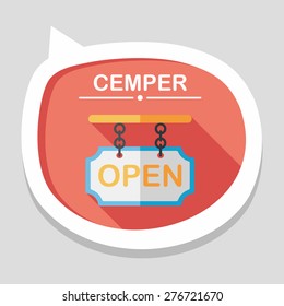 shopping store sign flat icon with long shadow,eps10
