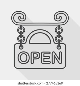 shopping store sign flat icon with long shadow, line icon