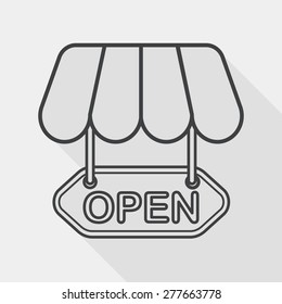 shopping store sign flat icon with long shadow, line icon