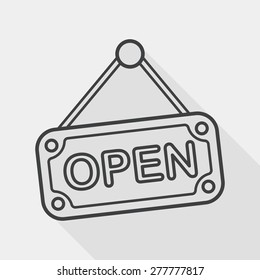 shopping store sign flat icon with long shadow, line icon
