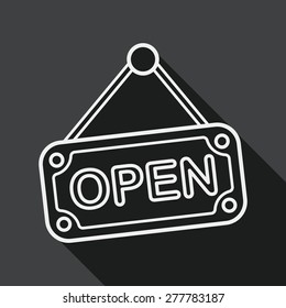 shopping store sign flat icon with long shadow, line icon