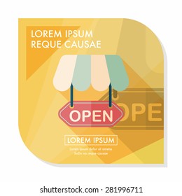 shopping store sign flat icon with long shadow,eps10