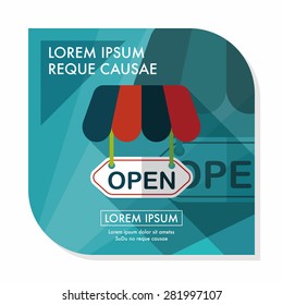 shopping store sign flat icon with long shadow,eps10