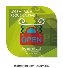shopping store sign flat icon with long shadow,eps10