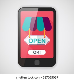 shopping store sign flat icon with long shadow,eps10