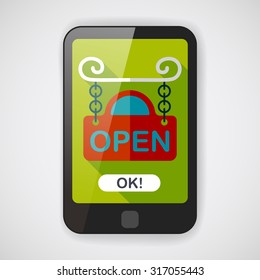 shopping store sign flat icon with long shadow,eps10