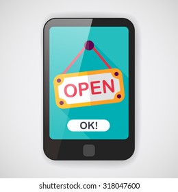 shopping store sign flat icon with long shadow,eps10