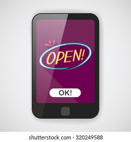 shopping store sign flat icon with long shadow,eps10