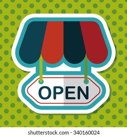 shopping store sign flat icon with long shadow,eps10