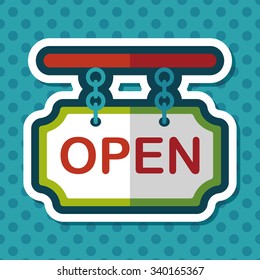 shopping store sign flat icon with long shadow,eps10
