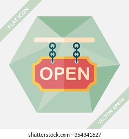 shopping store sign flat icon with long shadow,eps10