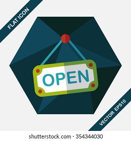 shopping store sign flat icon with long shadow,eps10