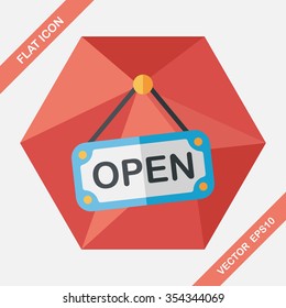 shopping store sign flat icon with long shadow,eps10