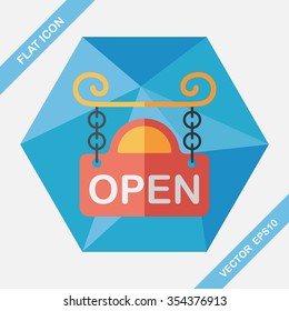 shopping store sign flat icon with long shadow,eps10