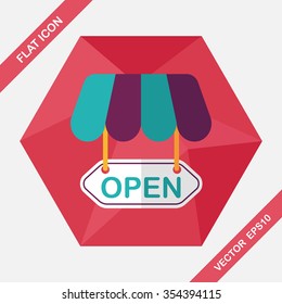 shopping store sign flat icon with long shadow,eps10