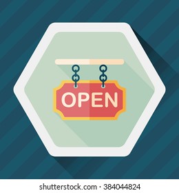 shopping store sign flat icon with long shadow,eps10