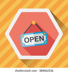 shopping store sign flat icon with long shadow,eps10