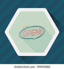 shopping store sign flat icon with long shadow,eps10