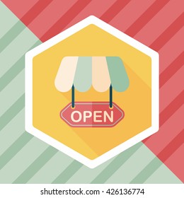 shopping store sign flat icon with long shadow,eps10