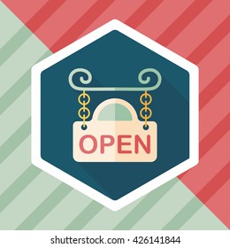 shopping store sign flat icon with long shadow,eps10