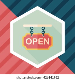 shopping store sign flat icon with long shadow,eps10