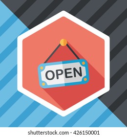 shopping store sign flat icon with long shadow,eps10