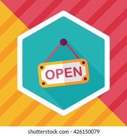 shopping store sign flat icon with long shadow,eps10
