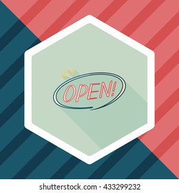 shopping store sign flat icon with long shadow,eps10