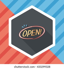 shopping store sign flat icon with long shadow,eps10
