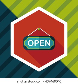 shopping store sign flat icon with long shadow,eps10