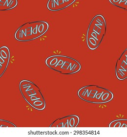 shopping store sign flat icon,eps10 seamless pattern background