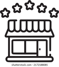 Icono vectorial de tienda de compras, ilustración de tienda de 5 estrellas. EPS
