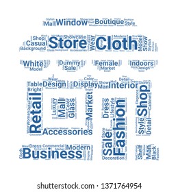 shopping store word cloud. tag cloud about shopping store
