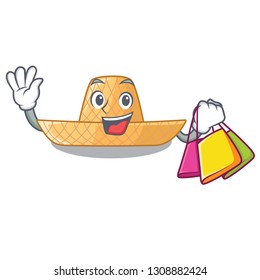 Shopping straw hat in the shape mascot