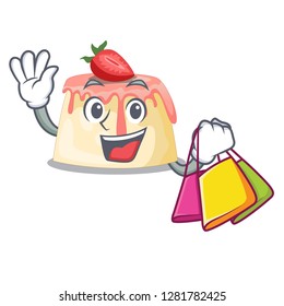 Shopping Strawberry pudding on wooden cartoon table