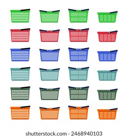 Shopping supermarket cart set. Flast style