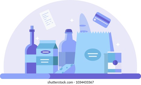 Shopping in a supermarket with credit card