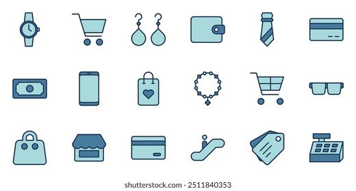 Shopping, Supermarket and Fashion accessories icon symbol vector template collection