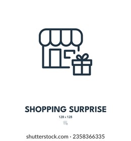 Shopping Surprise Icon. Gift, Present, Store. Editable Stroke. Simple Vector Icon