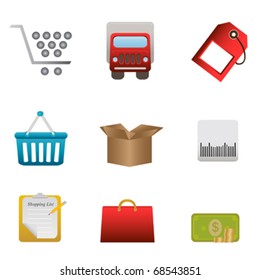 Shopping symbols for design elements and buttons