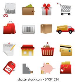 Shopping symbols icon set on white