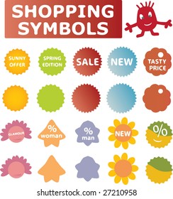 shopping symbols spring & summer vector set