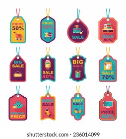 shopping tag banner flat design background set, eps10