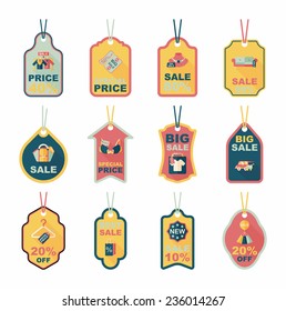 shopping tag banner flat design background set, eps10